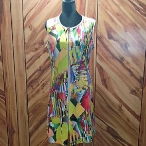 Joseph Ribkoff Sleeveless Biometric Print Zip-front Dress Size 12